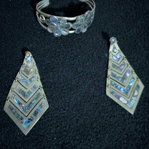 Alpaca Silver Bracelet and Earring Set